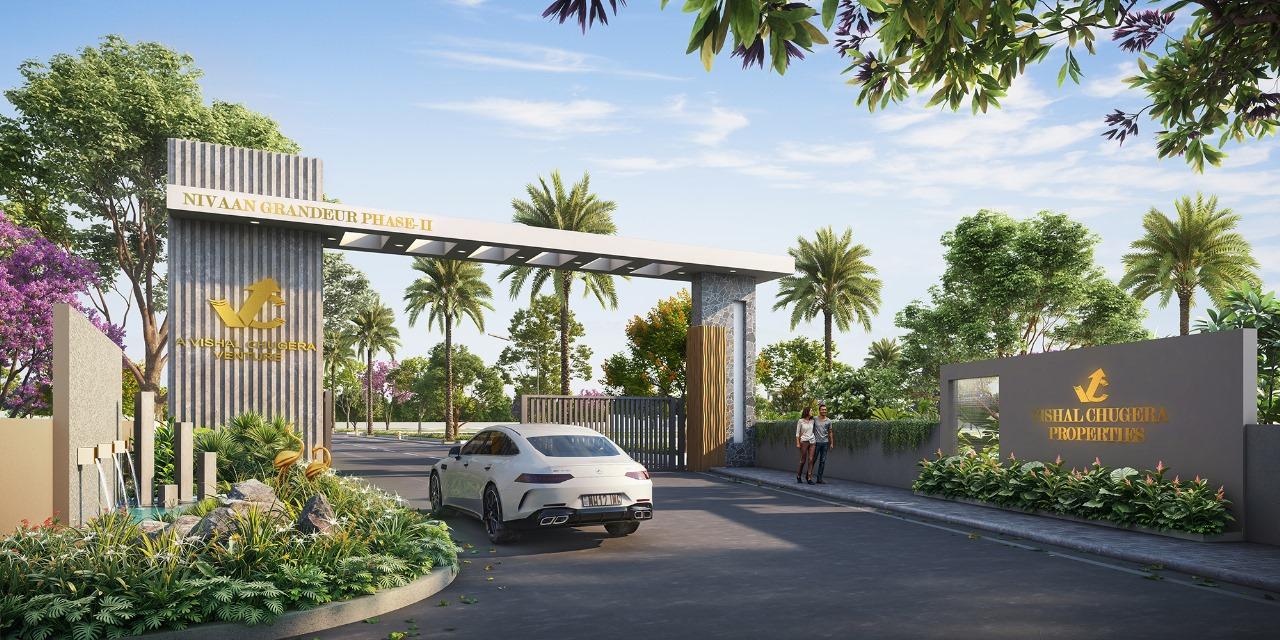 Nivaan project entrance with landscaped approach